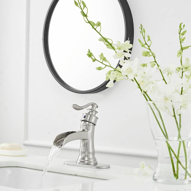 Waterfall Single Hole Bathroom Faucet Brushed Nickel - Nickel