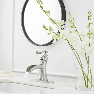 Waterfall Single Hole Bathroom Faucet Brushed Nickel