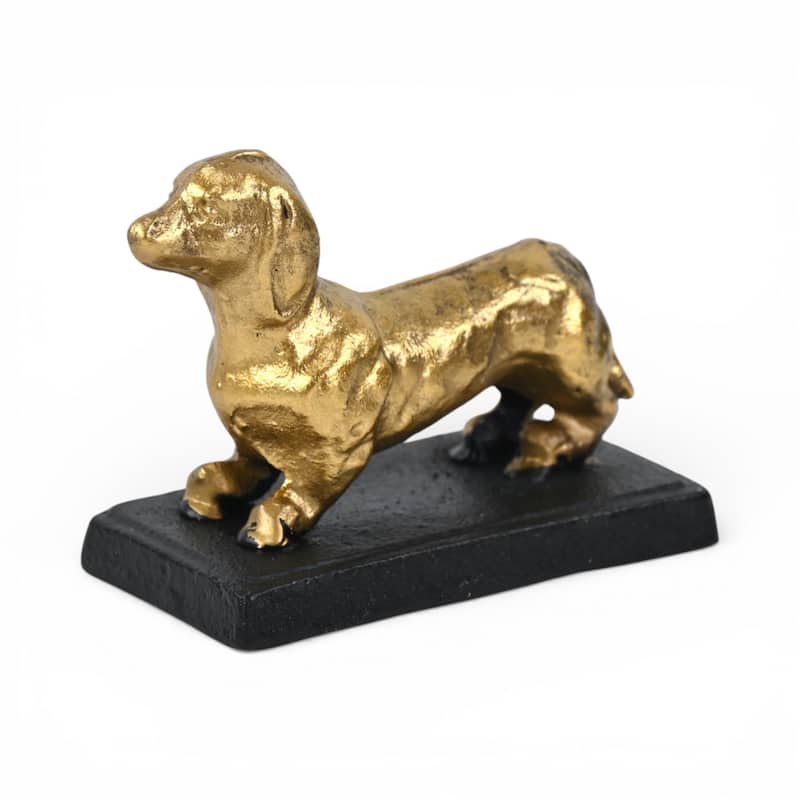 Motley 5" Cast Iron Dachshund Dog Figurine - Gold - N/A