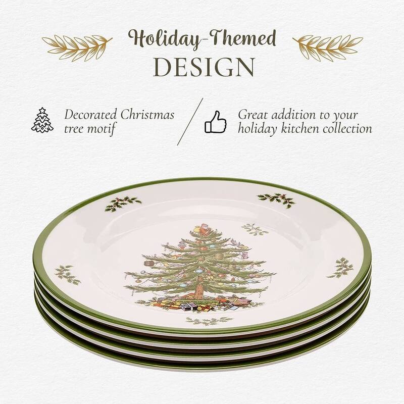 Spode Set of 4 Christmas Tree Melamine Salad Plates - 8" D