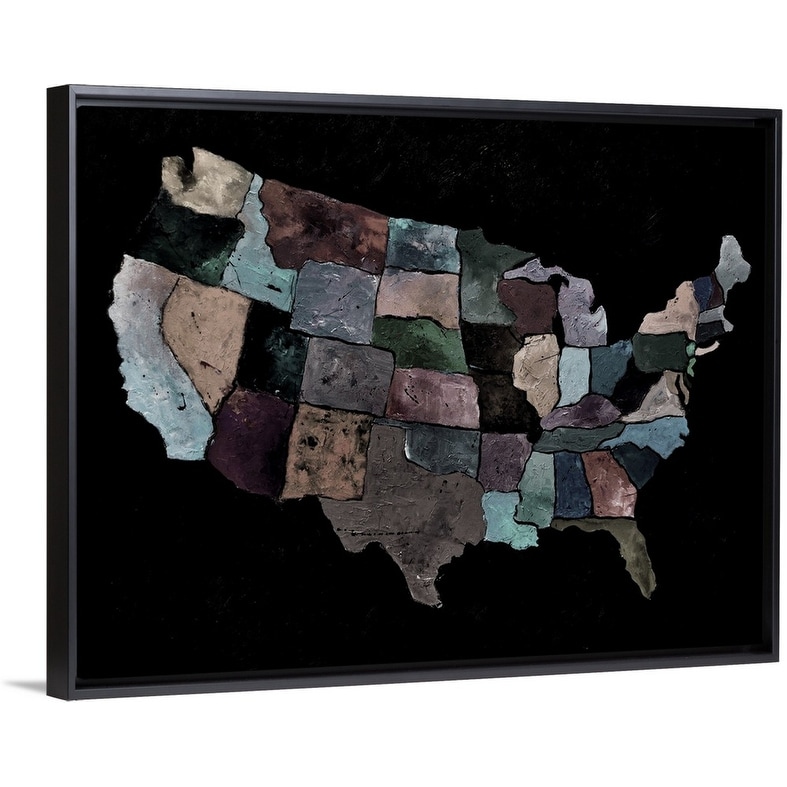 Usa Map 33 Black Float Frame Canvas Art Overstock 30180039