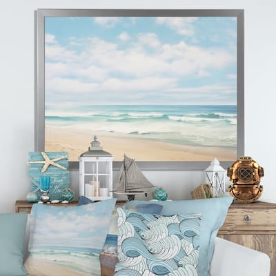 Designart "Beach Photo Coastal Tranquility III" Nautical & Beach Framed Canvas Prints