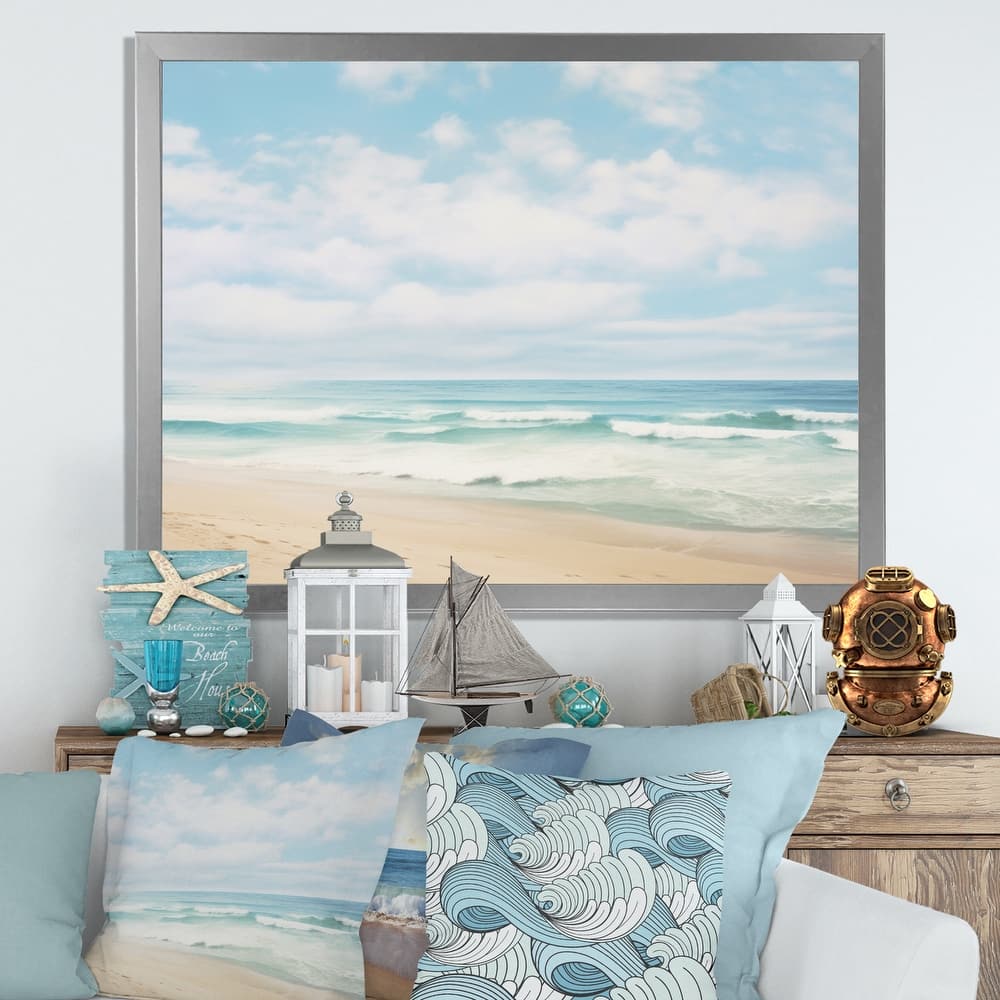 Designart "Beach Photo Coastal Tranquility III" Nautical & Beach Framed Canvas Prints