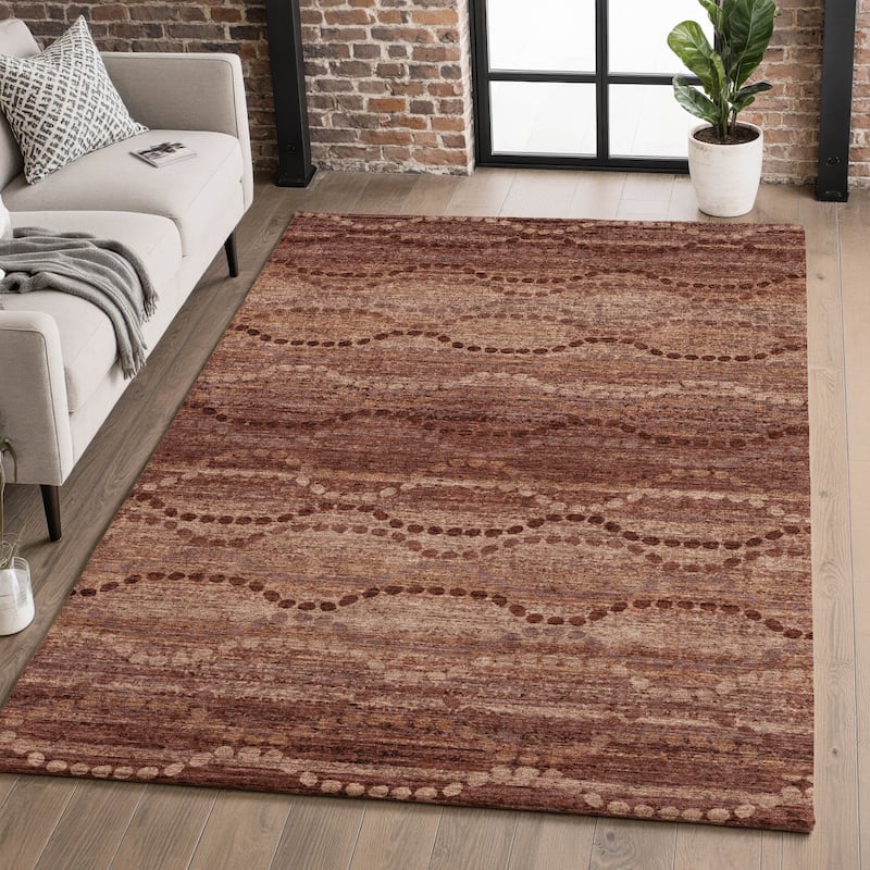 Premium Washable Super Soft Boho Stripes Mayfield Rug - Paprika - 8' x 10'