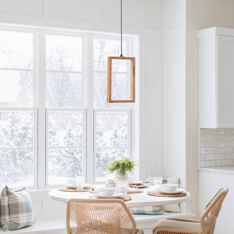 C Cattleya Geometry Rectangle Wood LED Pendant Light