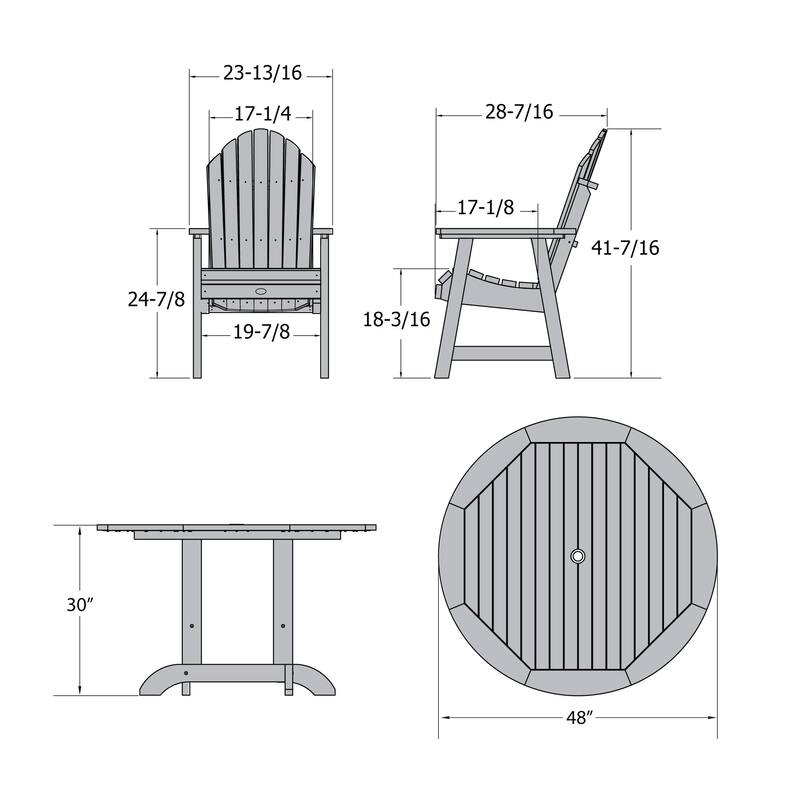 Hamilton 5-piece Outdoor Dining Set - 48" Round Table, Dining-height