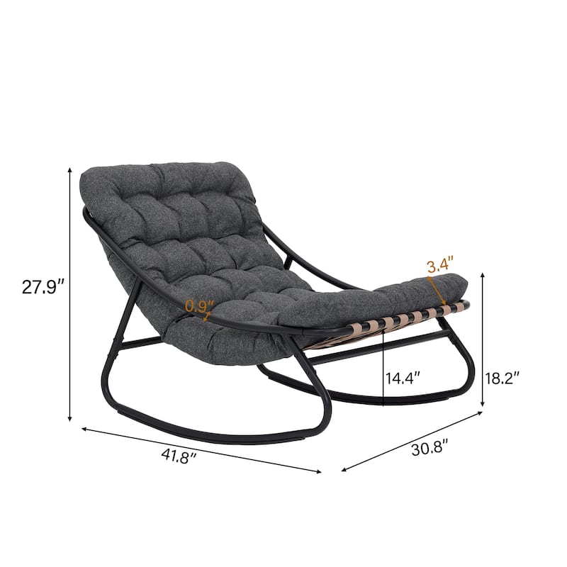 Outdoor Patio Scoop Rocking Lounge Chair with Cushions