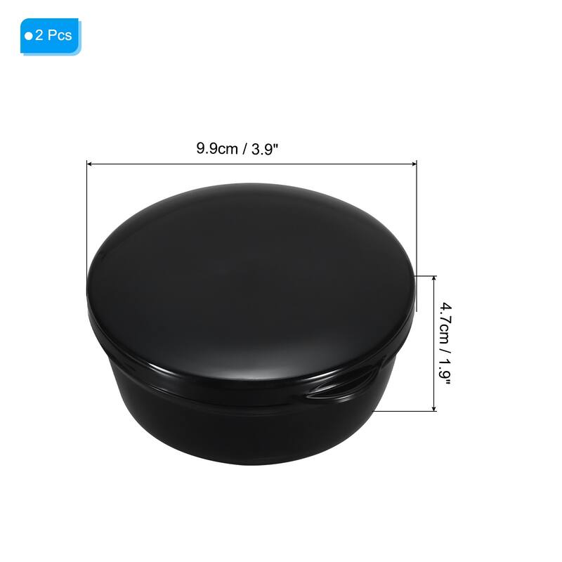 Travel Soap Container, 2 Pack Round Soap Holder Travel Case Box - Black
