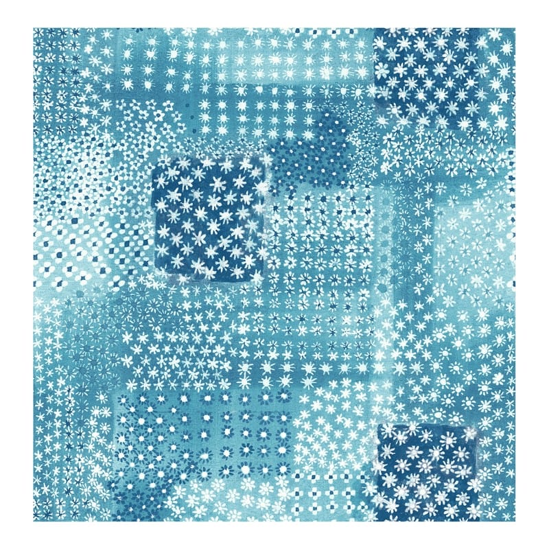 Flower Power Indigo Patchwork Wallpaper - 20.5in x 396in x 0.025in