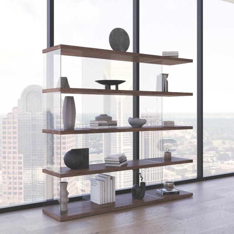 Meble Furniture Gravity Large Freestanding Bookcase - 71" Wide x 66" Tall Modern Open Shelf Storage Unit, Matte Finish