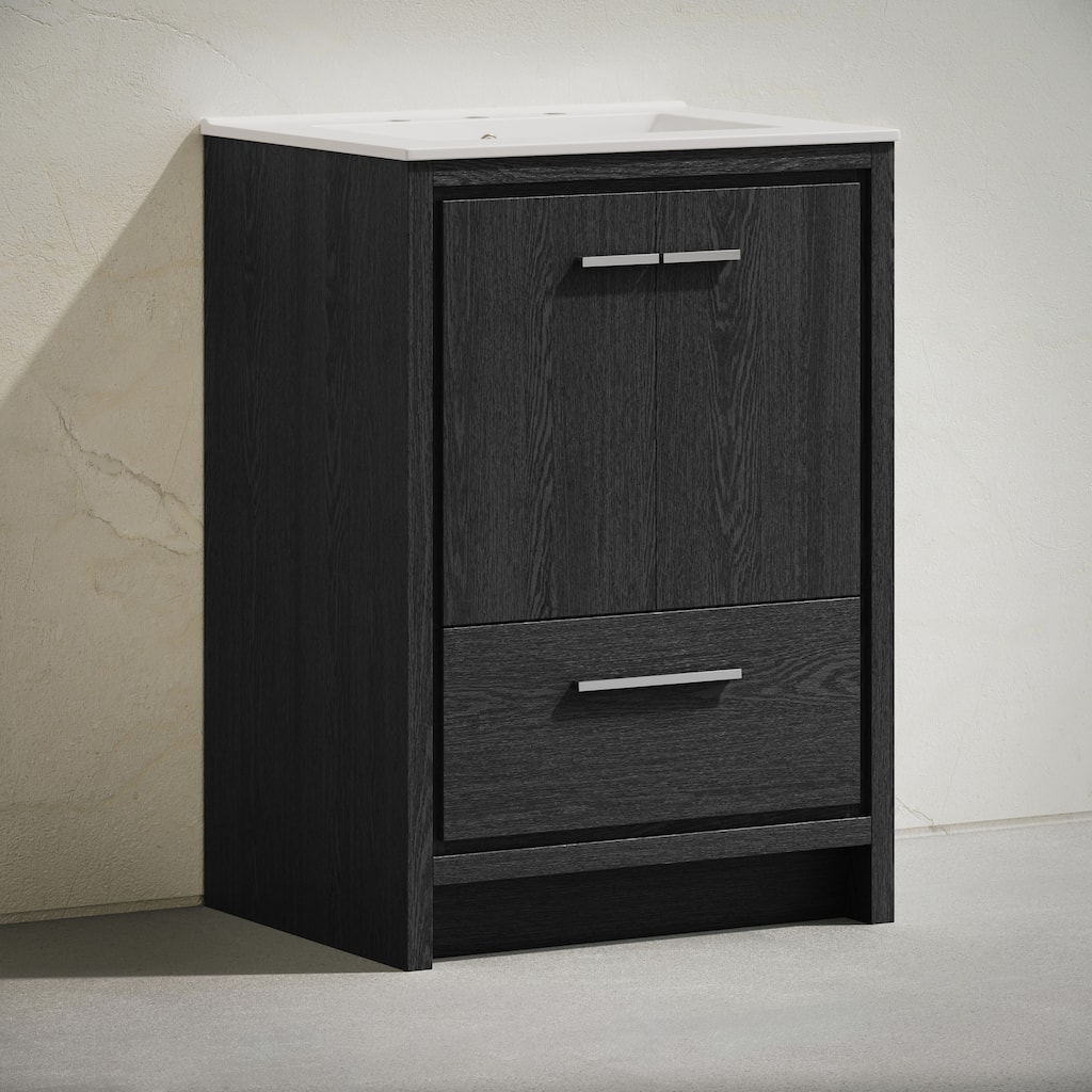 Virage 24" Freestanding Bathroom Vanity In Black Oak With 3-Hole Widespread Sink Top - 24