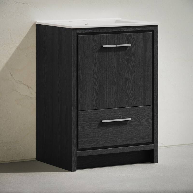 Virage 24" Freestanding Bathroom Vanity In Black Oak With 3-Hole Widespread Sink Top - 24