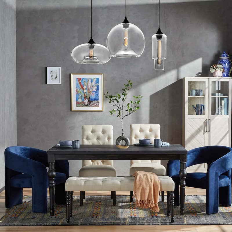 3-Light Modern Glass Cluster Pendant Light with Clear Glass Globe for Kitchen Island Dining/ Living Room