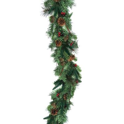 6ft Artificial Mixed Berry Pine Cone & Pine Christmas Garland - 72" L x 9" W x 6" DP