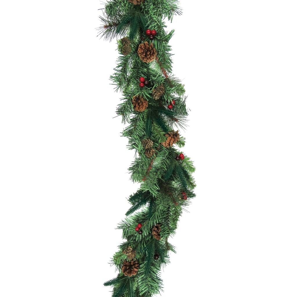 6ft Artificial Mixed Berry Pine Cone & Pine Christmas Garland - 72" L x 9" W x 6" DP