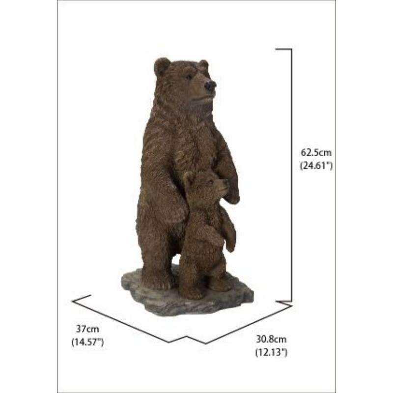 Mother and Baby Brown Bears Outdoor Garden Statue - 24.5"
