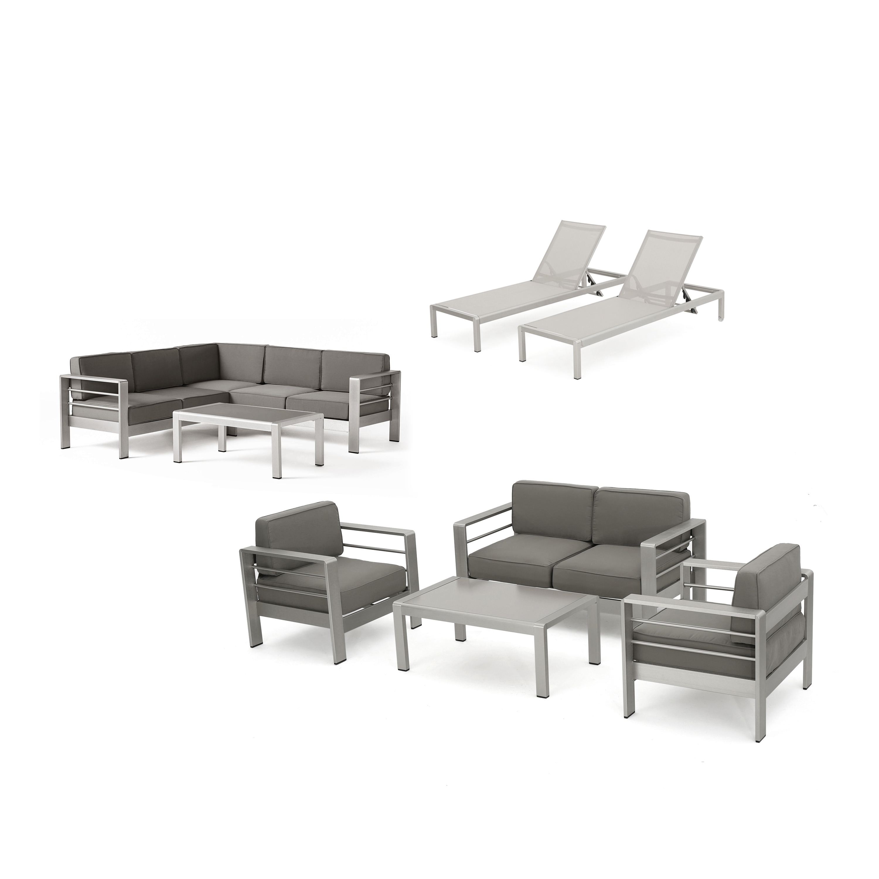 Cape coral outdoor aluminum cushioned cheap sofa couch by christopher knight home