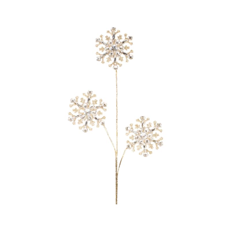 HomeRoots Set of Two Gold And Clear Faux Crystal Beaded Linear Snowflake Wreath Sprays