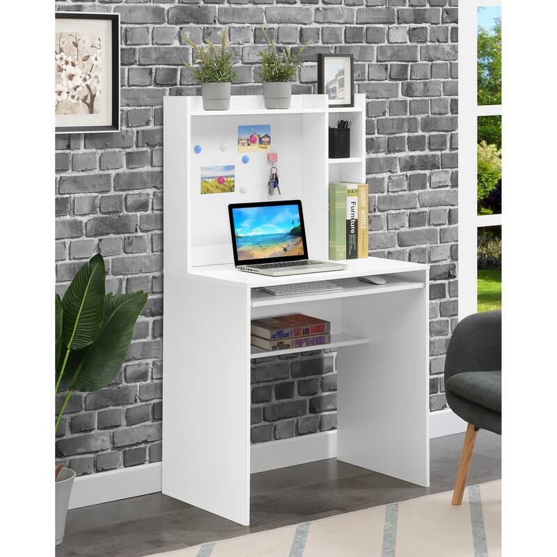 Convenience Concepts Designs2Go Student Desk with Magnetic Bulletin Board and Shelves - White