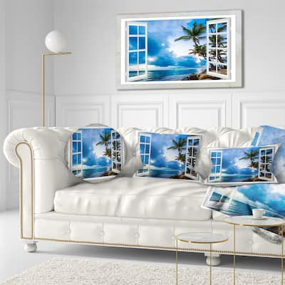 Window Open to Cloudy Blue Sky - Oversized Landscape Wall Art Print
