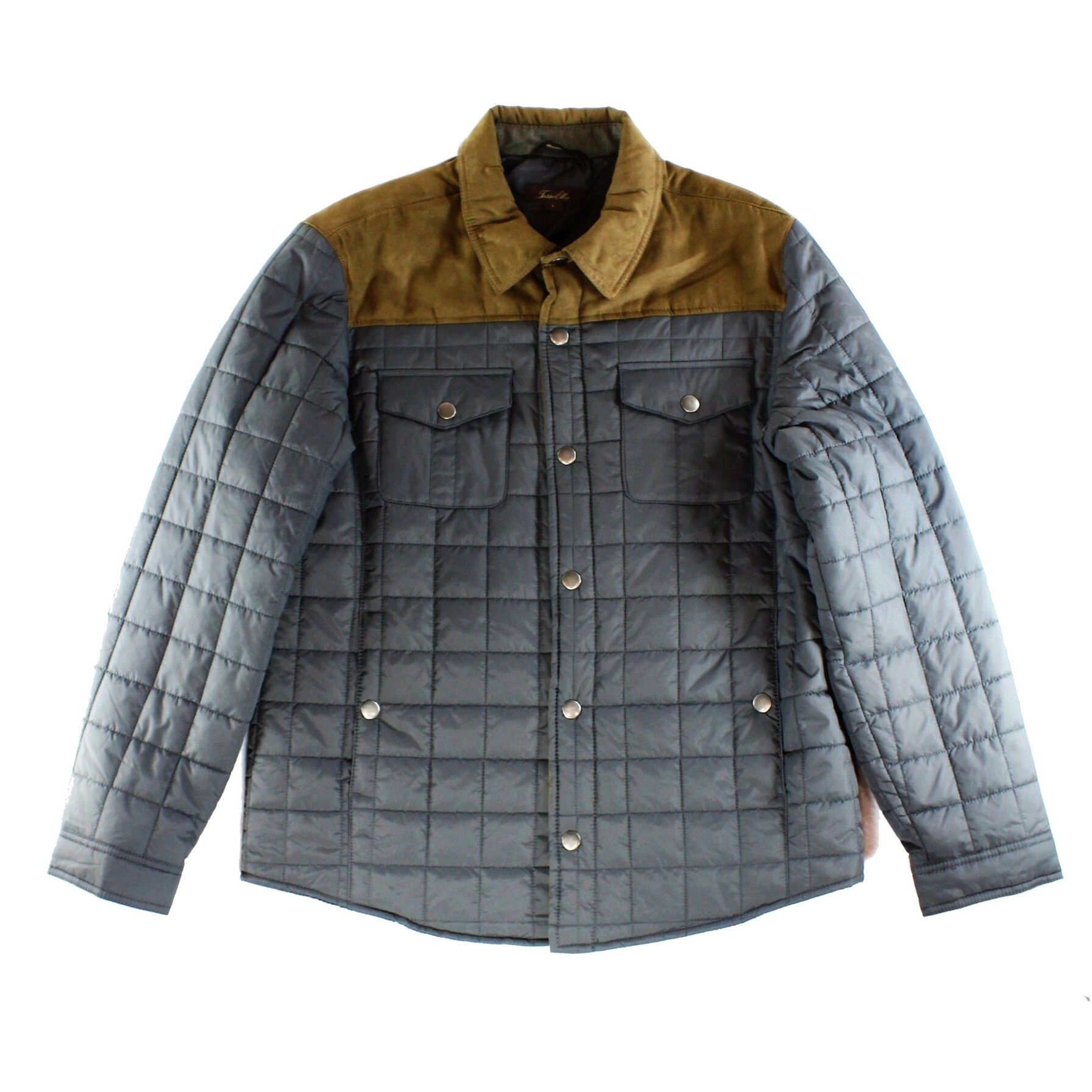 Shop Tasso Elba New Gray Mens Size Small S Faux Suede Trim Puffer