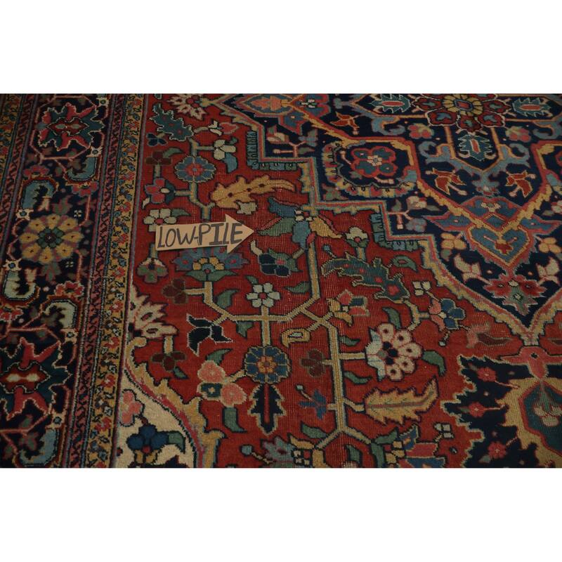 Hand Knotted Oriental 100% Wool Carpet Traditional Medallion Oranges & Rust Heriz Area Rug - 11' 2'' X 8' 2''