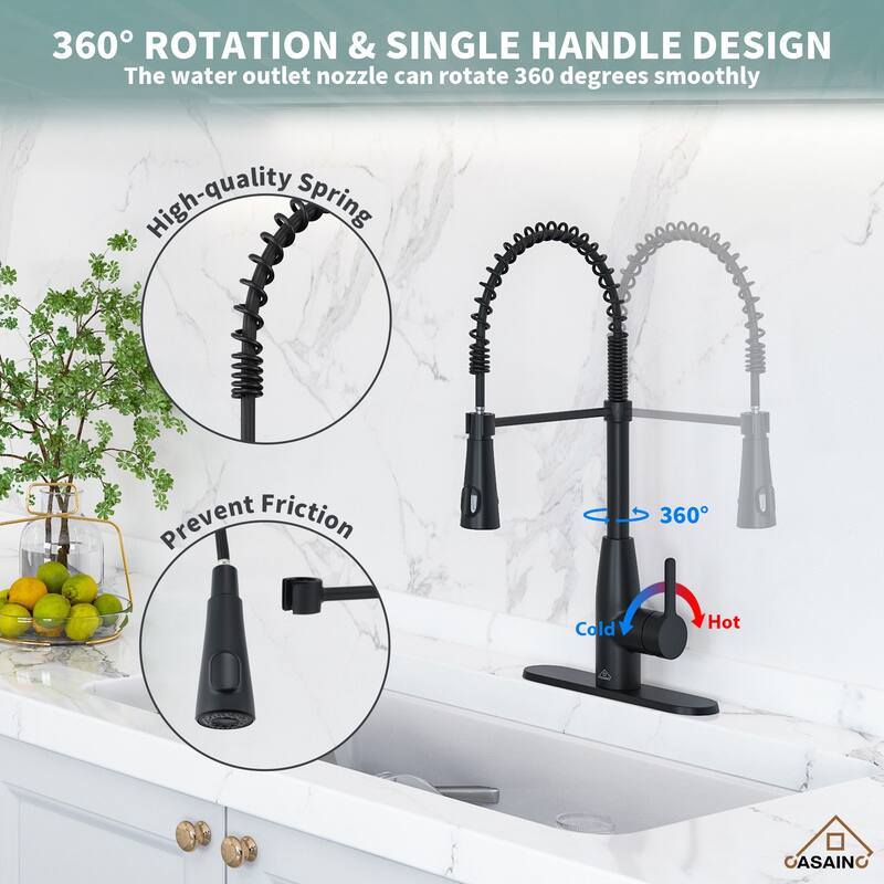 Single Handle Pull Down Sprayer Kitchen Faucet with Touchless Sensor and Intelligent Temperature Display