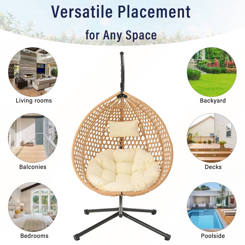 Elegant Outdoor Egg-Shaped Hanging Chair with Stand
