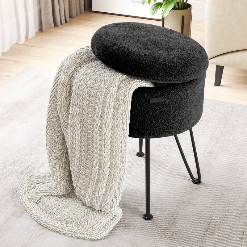StorageBud Round Ottoman with Storage, Modern Ottomans for Living Room and Bedroom