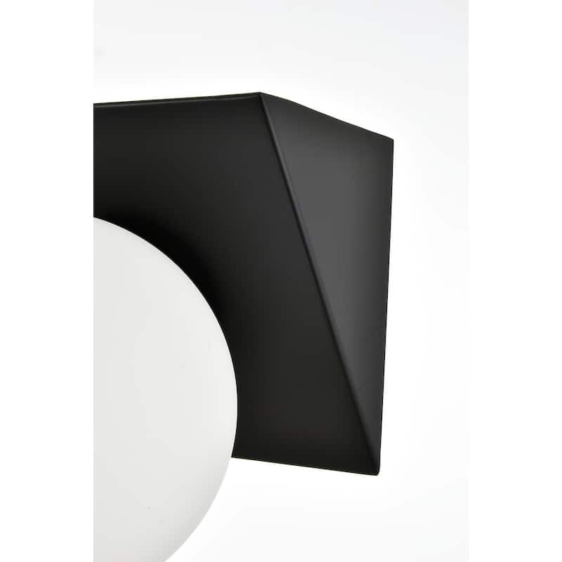 Jinzo 1 Light Black and Frosted White Bath Sconce