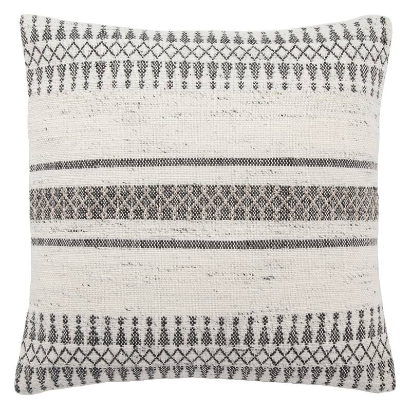 Tribal Pattern Ivory/Gray Throw Pillow - 20"X20" Polyester Fill - Gray/Ivory