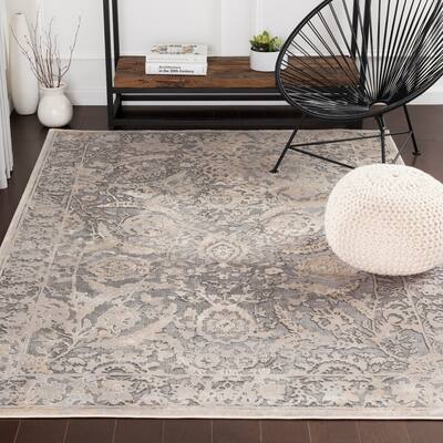 Tashi Updated Traditional Charcoal & Cream Accent Rug - 2' x 3 ...