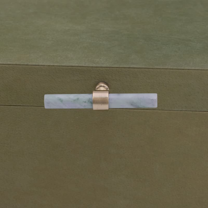 Decorative Rectangular Suede Box with Lid for Home Decor - Set of 2, 14", Green - 14" x 8" x 6"