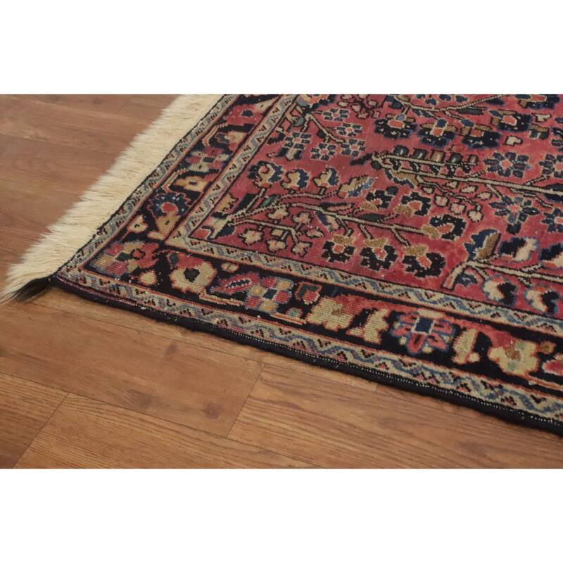 Hand Knotted Oriental 100% Wool Carpet Traditional Floral Pink Sarouk Area Rug - 4' 10'' X 3' 3''