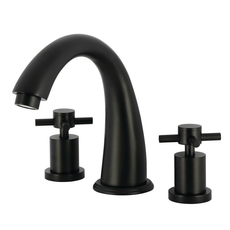 Kingston Brass Concord Widespread Deck Mounted Roman Tub Filler with - Matte Black