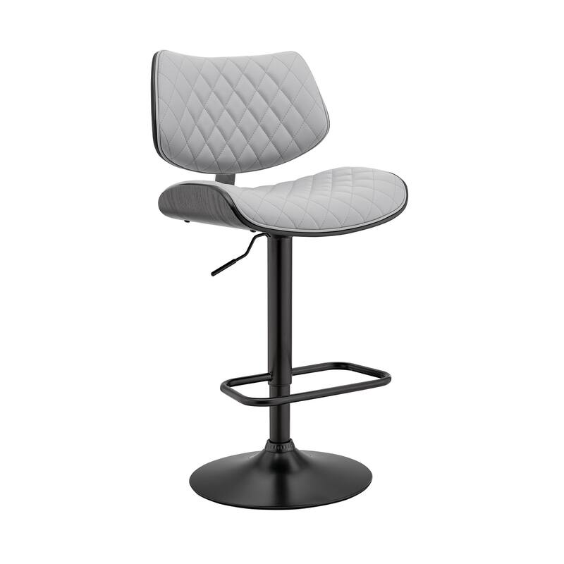 HomeRoots 24" Gray And Black Faux Leather And Iron Swivel Low Back Adjustable Height Bar Chair