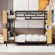 preview thumbnail 17 of 58, Full Over Full/ Twin Over Twin Size Metal Bunk Bed with Ladder and Full-Length Guardrail, Storage Space, No Box Spring Needed Black - Full over Full
