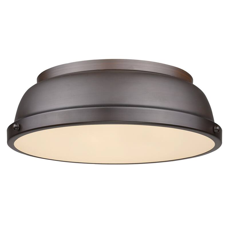 Golden Lighting Duncan 2 Light 14" Wide Flush Mount Ceiling Fixture in - Rubbed Bronze