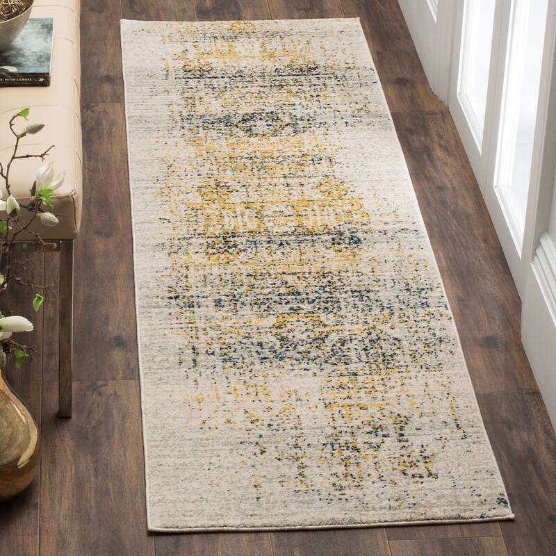 SAFAVIEH Evoke Diny Distressed Vintage Boho Rug - 2'2" x 9' Runner - Ivory/Blue