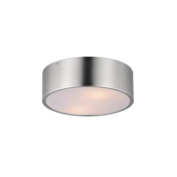 slide 2 of 4, Maxim 10494 Tommy 2 Light 12" Wide Flush Mount Drum Ceiling Fixture Satin Nickel
