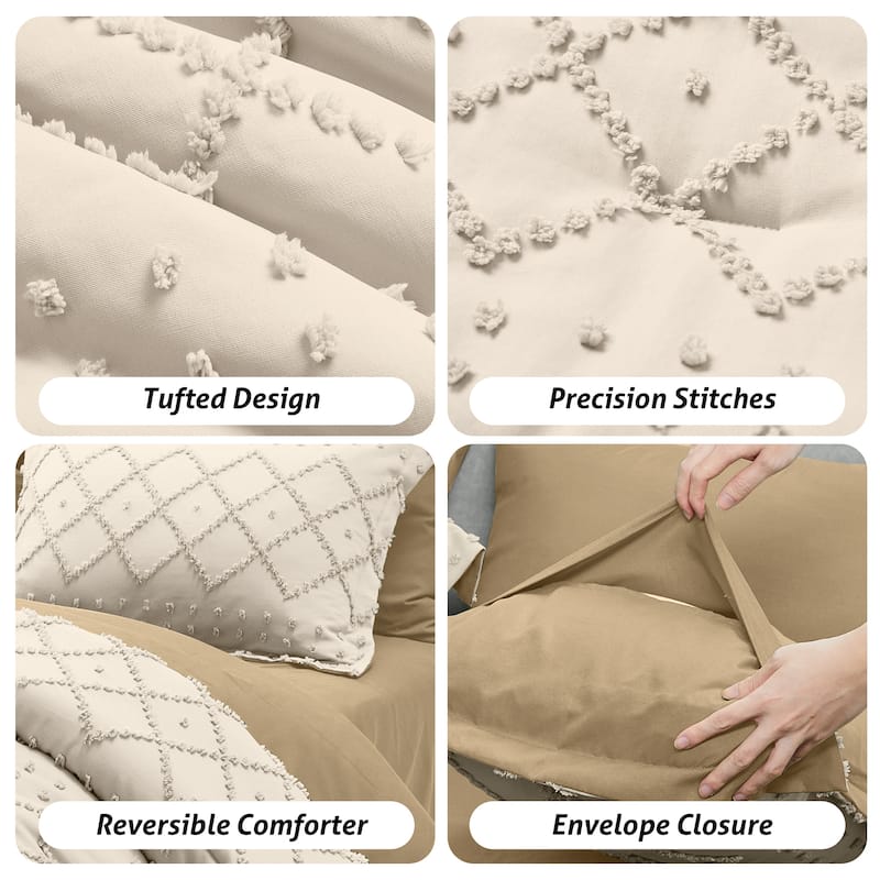 Set of 5/7 Pieces Brushed Comforter Set, Bed-in-a-Bag