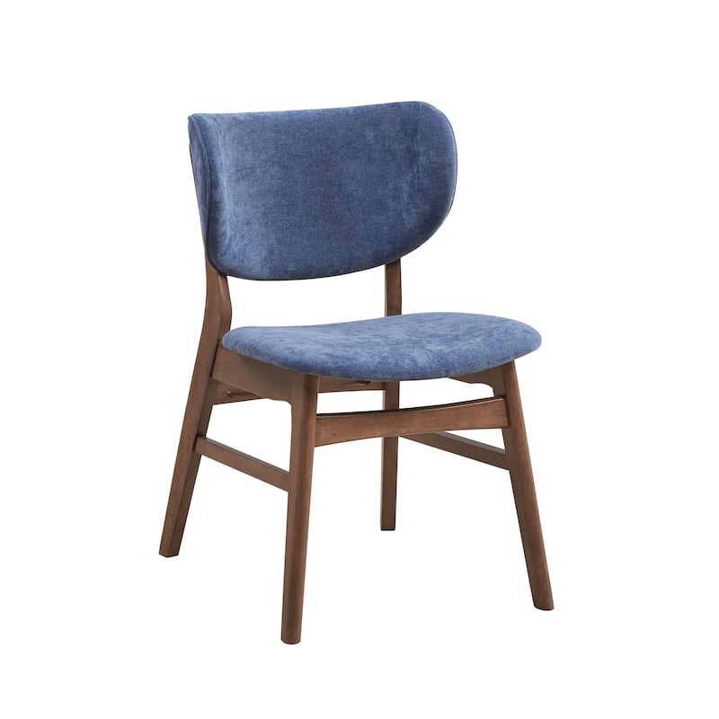 Fabric Upholstered Side Chair Set of 2 with Wood Finish Padded Seat