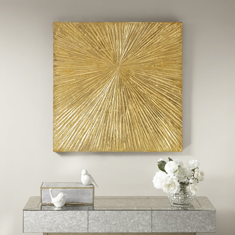 Madison Park Signature Sunburst Hand Painted Dimensional Resin Wall Art - Gold