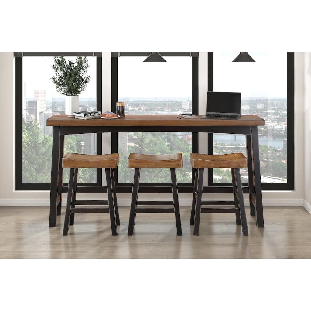 Transitional 4-Piece Counter Height Set, Table and Counter Height Stools and Solid Rubberwood Furniture