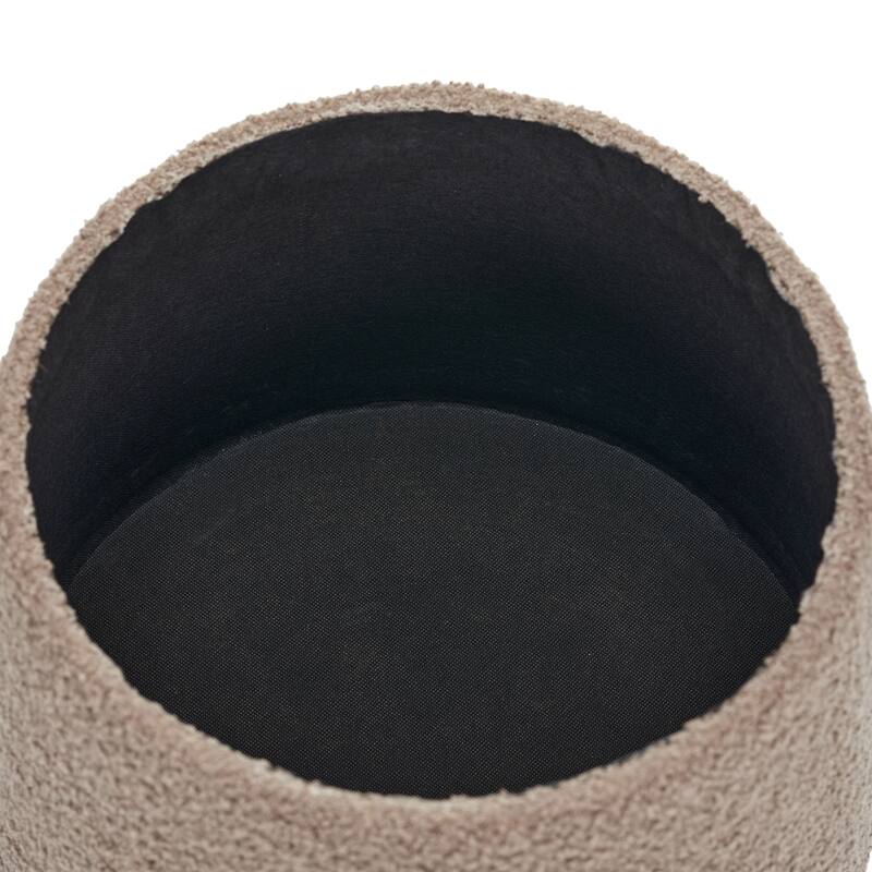Modern Mushroom Round Ottoman with Storage and Plush Teddy Upholstery