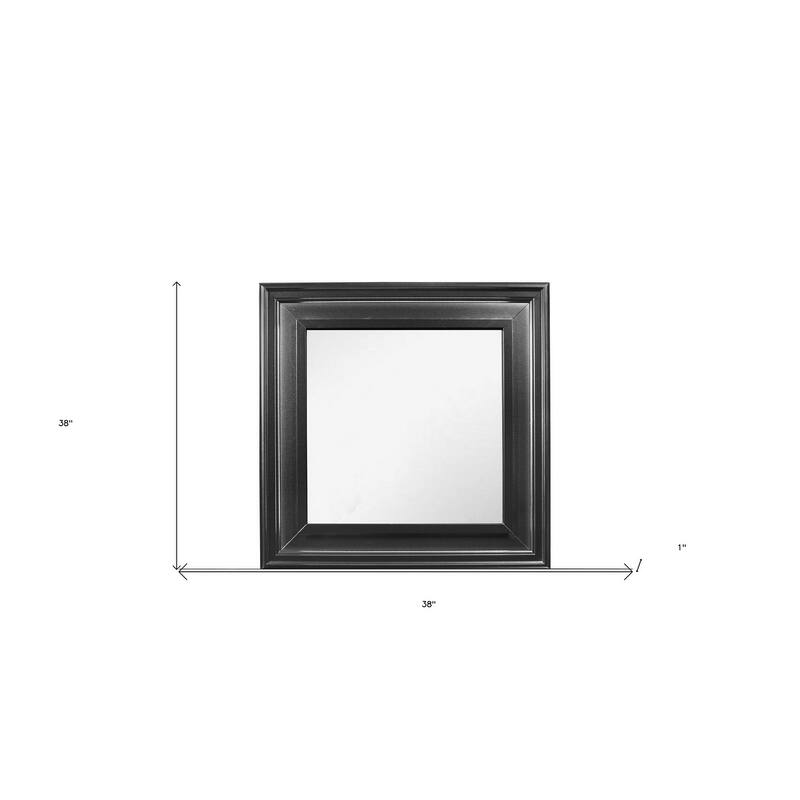 HomeRoots 38" Gray Square Wood Framed Accent Mirror - 38' X '38' X '1