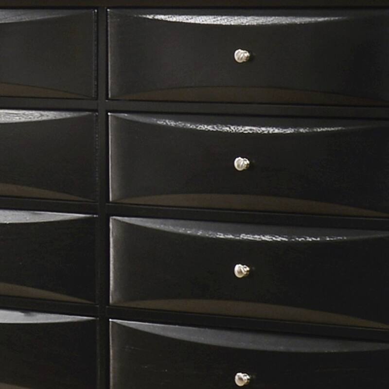 Ica 59 Inch Wide Dresser, 8 Chambered Drawers, Felt Lined, Modern Black