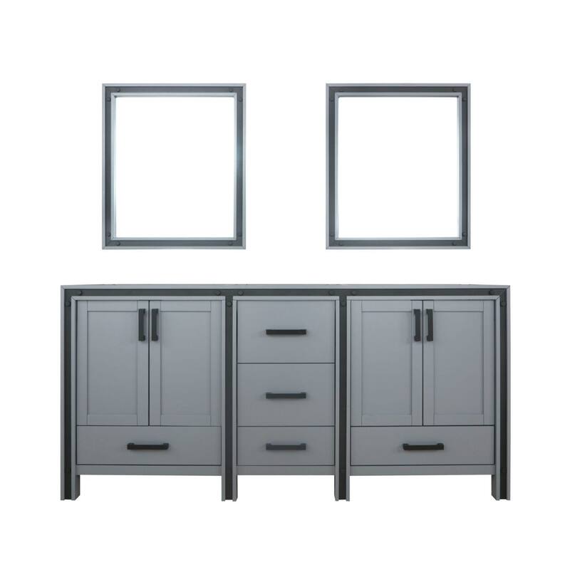 Ziva Bath Vanity No Top and Mirror - 72 inch - Dark Grey