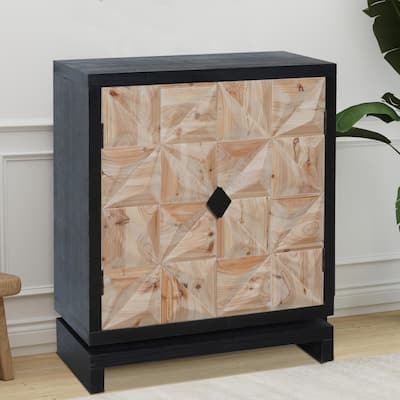 Modern and artistic decorative cabinet with 3D doors and wooden base, shelves for bedroom, living room and hallway.