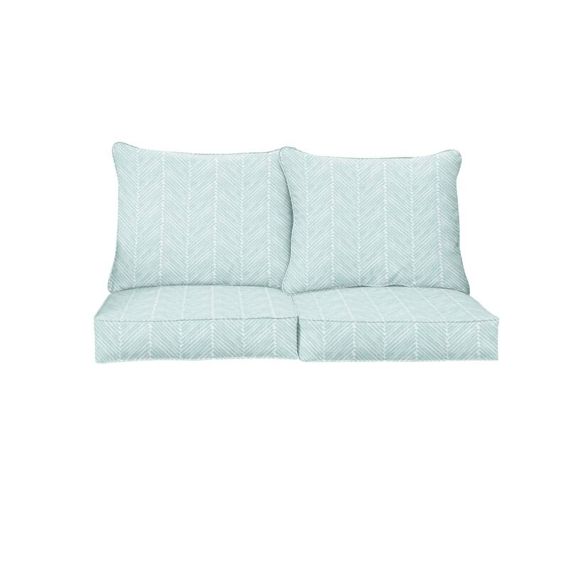 Sorra Home Griffen Snowy Indoor/Outdoor Deep Seating Loveseat Pillow and Cushion Set